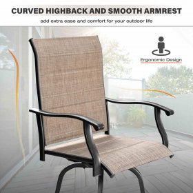 Sophia & William 2Pcs Outdoor Metal Swivel Bar Stools Patio Padded Height Textilene Chairs