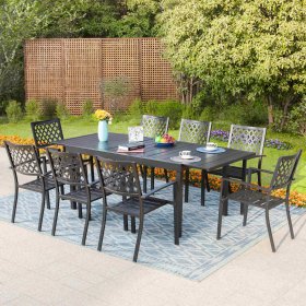Sophia & William 9-Piece Steel Patio Dining Set Outdoor Extendable Table and Chairs