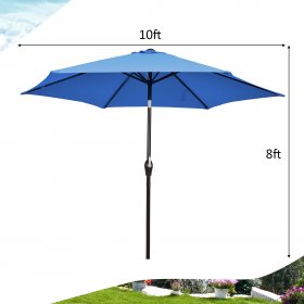 Costway 10Ft Outdoor Market Patio Table Umbrella Push Button Tilt Crank Lift Blue