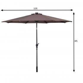 Costway 10ft Patio Solar Umbrella LED Patio Market Steel Tilt w/ Crank Outdoor (Tan)