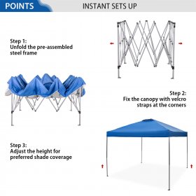 MF Studio 10x10ft Pop-up Canopy Tent Straight Legs Instant Canopy for Outside with Wheeled Bag Blue