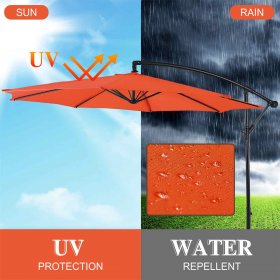 MF Studio 10ft Patio Offset Cantilever Umbrellas with 8 Steel Ribs and Crank Handle , Orange Red