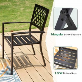 Sophia & William 7 Piece Outdoor Patio Dining Bistro Sets Metal Furniture Rectangle Table and Stackable Chairs