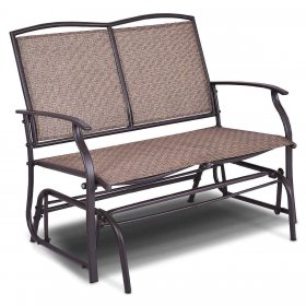 Gymax Patio Loveseat Glider Rocking Bench Double Chair With Arm Backyard Outdoor