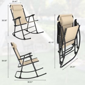 Lacoo Zero Rocking Gravity Chair with Headrest Pillow Folding Recliner Foldable Lounge Chair for Poolside, Lawn and Patio, Beige
