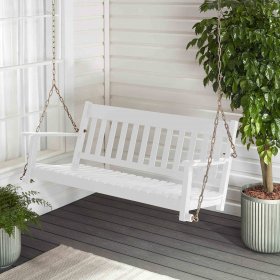 Better Homes & Gardens Delahey Outdoor White Porch Swing