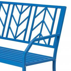 Mainstays Evry Bell Outdoor Durable Steel Bench Blue