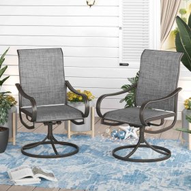 Sophia & William 2Pcs Patio Outdoor Dining Swivel Chairs Set with Brown Steel Frame