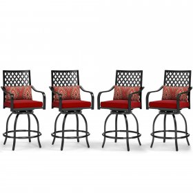 Sophia & William 4PCS Outdoor Patio Metal Swivel Bar Stools Set Height Chairs Furniture Set with Cushions