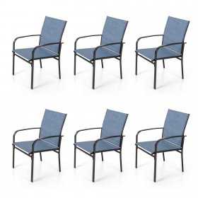Sophia & William Outdoor Patio Dining Chair Textilene Set of 6 Blue