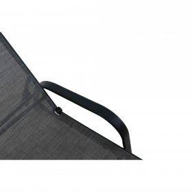 Mainstays Heritage Outdoor Patio Steel Stacking Lounger, 1 Person, Black Frame and Grey Sling