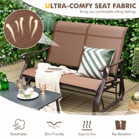 Gymax 2-Person Outdoor Glider Chair Patio Rocking Lounge Chair w/ Breathable Fabric