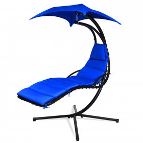Gymax Patio Hammock Swing Chair Hanging Chaise w/ Cushion Pillow Canopy Navy