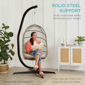 Best Choice Products Metal Hanging Hammock C-Stand for Chair/ Weather-Resistant Finish, Offset Base Stand Only