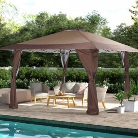 MF Studio 13 x 13ft Pop Up Canopy Outdoor Gazebo Canopy Tents for Party with Wheeled Carry Bag Brown