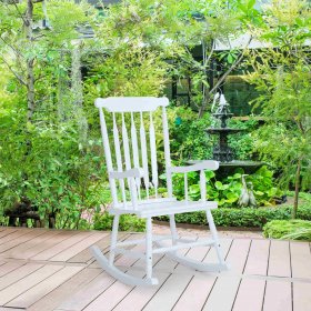 Sophia & William Outdoor Oiled Acacia Wood Rocking Chair White