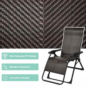 Gymax 2PCS Patio Rattan Zero Gravity Lounge Chair Folding Recliner Adjustable Headrest