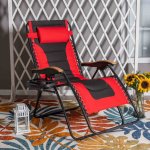 Sophia&William Outdoor XL Oversized Padded Zero Gravity Chair Camping Recliner Red