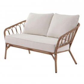Better Homes & Gardens Willow Sage All-Weather Wicker Outdoor Loveseat and Ottoman Set, Beige