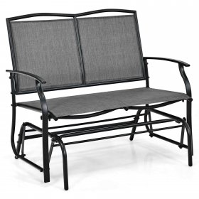 Costway Patio Glider Rocking Bench Double 2 Person Chair Loveseat Garden Grey