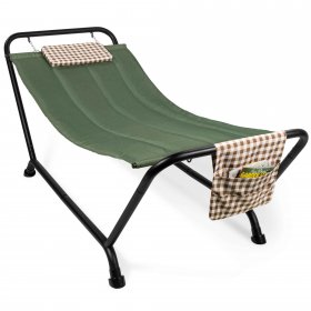 Best Choice Products Outdoor Patio Hammock Bed with Stand, Pillow, Storage Pockets, 500LB Weight Capacity Green