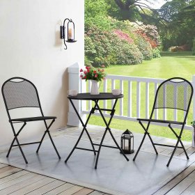 Sophia & William 3 Pieces Outdoor Bistro Set Metal Folding Table and Chairs