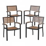 Flash Furniture Lark Collection Aluminum Teak Chairs Set of 4 Teak