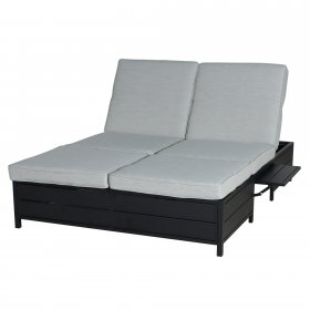 Mainstays Asher Springs Outdoor Double Chaise Lounge Bench- Black & Gray