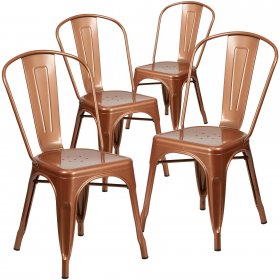 Flash Furniture Metal Indoor/ Outdoor Stackable Bistro Chair (Set of 4) Crystal Teal-Blue