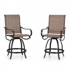 Sophia & William 2 Piece Outdoor Swivel Bar Stools Height Patio Chairs with Textilene Seat