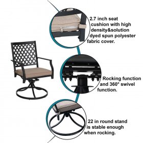 Sophia & William 7 Peices Outdoor Patio Dining Set Swivel Chairs and Rectangular Table Furniture Set