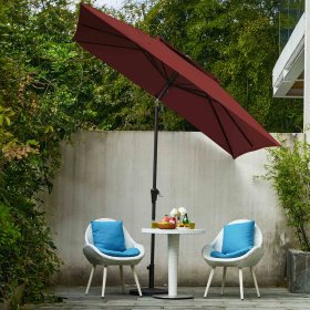 Serwall 8.5 ft Outdoor 2 Tiers Square Market Patio Umbrella, Red