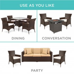 Best Choice Products Set of 2 Modern Contemporary Wicker Patio Furniture Dining Chairs w/ Water-Resistant Cushions