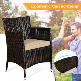 Gymax 8-Piece Patio Rattan Outdoor Furniture Set with Cushioned Chair Loveseat Table in Brown