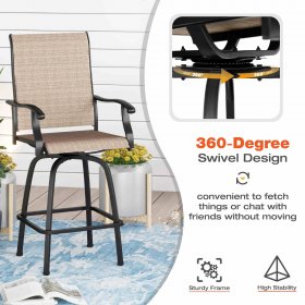 Sophia & William 3 Piece Outdoor Bar Set Patio Bar Height Swivel Chairs and Table Bistro Set
