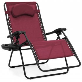Best Choice Products Oversized Zero Gravity Chair, Folding Outdoor Patio Lounge Recliner w/ Cup Holder Burgundy