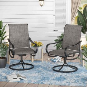 Sophia & William 2Pcs Patio Outdoor Dining Swivel Chairs Set with Black Steel Frame