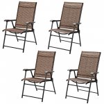 Gymax Set of 4 Folding Portable Patio Chairs Yard Outdoor w/ Armrests & Backrest