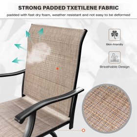 Sophia & William 2Pcs Outdoor Metal Swivel Bar Stools Patio Padded Height Textilene Chairs