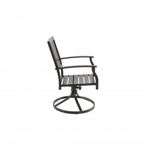 Better Homes & Gardens Camrose Farmhouse Brown Steel Outdoor Patio Swivel Chairs, Set of 2