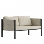 Flash Furniture Lea Series Steel Patio Lounge Loveseat Light Gray