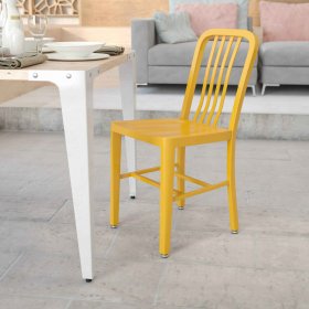 Flash Furniture Commercial Grade Yellow Metal Indoor-Outdoor Chair