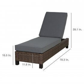 Better Homes & Gardens Brookbury Single Outdoor Chaise Lounge Chair- Gray