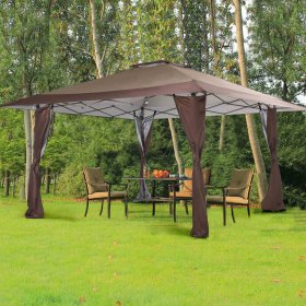MF Studio 13 x 13ft Pop Up Canopy Tents Gazebo Shade Canopy for Outside, Party Brown