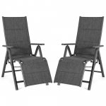 Gymax 2PCS Patio Reclining Lounge Chair Adjustable Cotton-padded Folding Chair