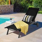 Gymax Patio Chaise Lounge Sling Armless back Adjustable Outdoor Black