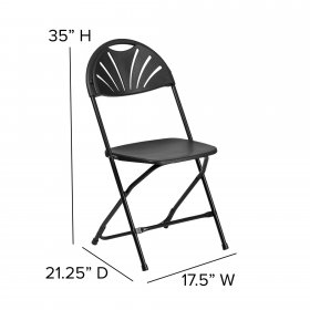 Flash Furniture 8 Pk. HERCULES Series 800 lb. Capacity Black Plastic Fan Back Folding Chair