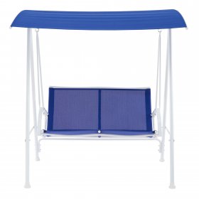 Mainstays Albany Lane 2-Person Steel Canopy Porch Swing, Blue and White
