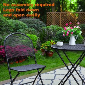 Sophia & William 3 Pieces Outdoor Bistro Set Metal Folding Table and Chairs