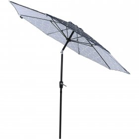 MF Studio 9ft Outdoor Patio Umbrella, Crank Open & Auto-Tilt Market Umbrellas with 8 Fiberglass Ribs and Printing Polyester Canopy on Sale